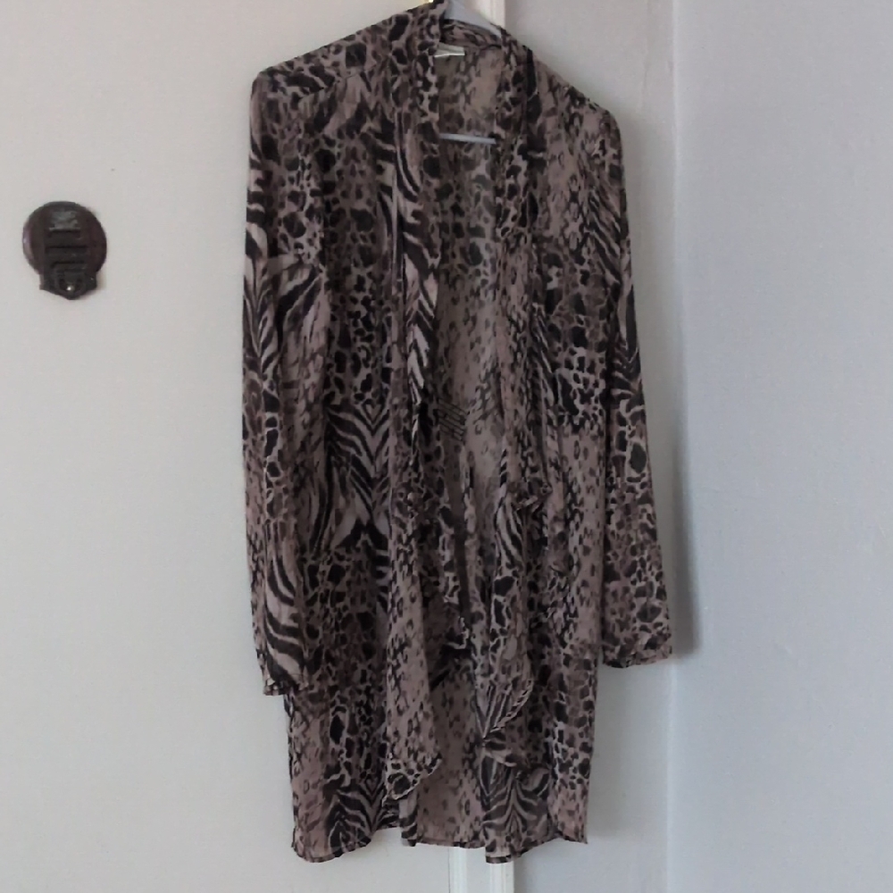 Dana Buchman Zebra Print Sheer Drape Cardigan‎ Size Medium